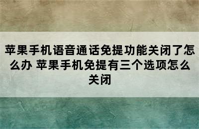 苹果手机语音通话免提功能关闭了怎么办 苹果手机免提有三个选项怎么关闭